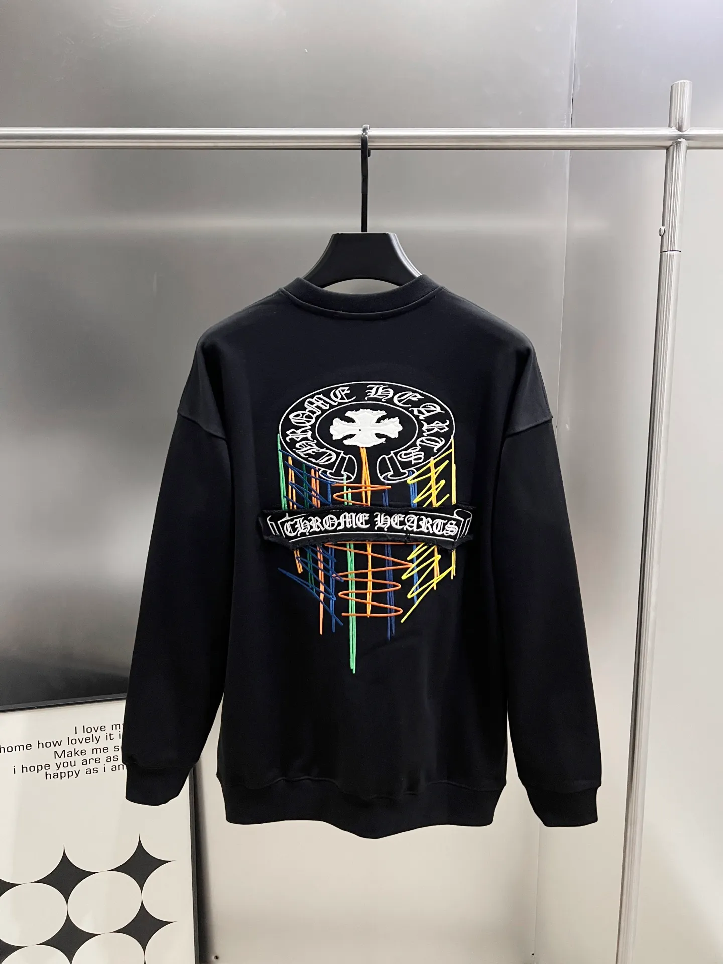 🅿️290 CH Crow 2025 autumn and winter new round neck long-sleeved sweatshirt, horseshoe Sanskrit letters + cross three-dimensional embroidery process, the real thing is great🔥Same style for men and women, loose version, size S M L XL XXL five sizes black white